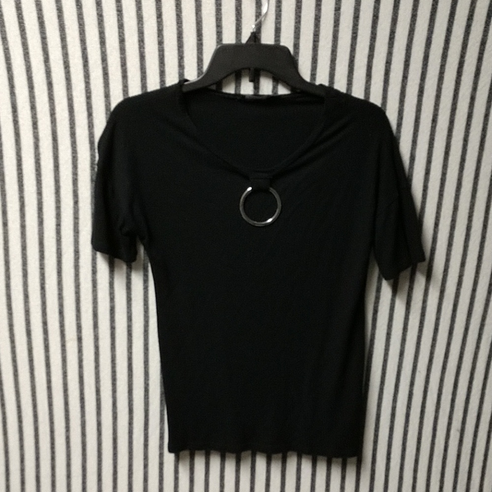 Black blouse with silver accent